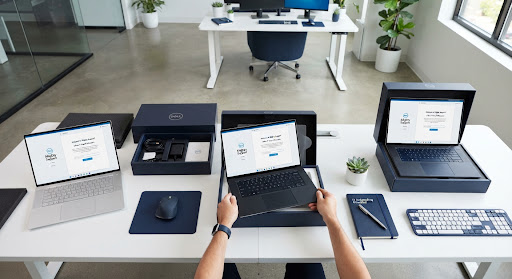 New laptops prepared for office deployment