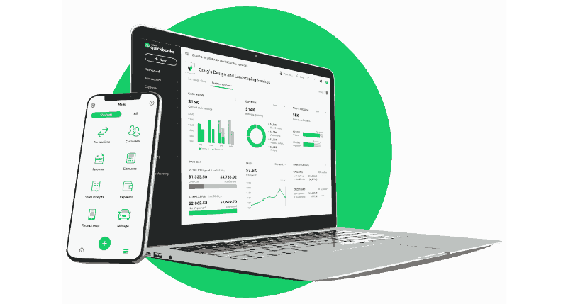 QuickBooks on laptop and mobile devices